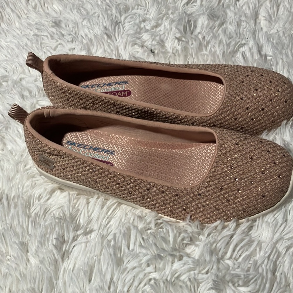 Skechers Women's Beige Knit Flats - Picture 2 of 7
